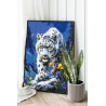  Снежный барс и ирисы в горах Животные Леопард Природа Цветы Лето Яркая 80х100 Раскраска картина по номерам на холсте AAAA-NK723