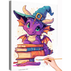  Дракон волшебник с книгами Фэнтези Мультики Для детей Детская Для мальчиков Для девочек Яркая Раскраска картина по номерам на х