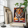  Тигр в золотой короне Животные Хищники С золотом Яркая Интерьерная 100х125 Раскраска картина по номерам на холсте с металлическ