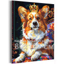 Любимый корги в короне Животные Собаки Щенки С золотом Интерьерная 80х100 Раскраска картина по номерам на холсте с металлической краской