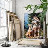 3 Волк и волчонок в лесу Животные Хищники Семья Волчица Малыш Мама 100х125 Раскраска картина по номерам на холсте