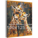 Семья жирафов Животные Папа мама и малыш Стильная 100х125 Раскраска картина по номерам на холсте