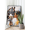 2 Портрет девушки с жирафами Люди Женщина Животные Тотем Стильная 100х125 Раскраска картина по номерам на холсте
