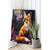 2 Яркая лиса с цветами и бабочкой Животные Лисичка Рыжая Природа Лето 100х125 Раскраска картина по номерам на холсте