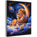 Лев на месяце Животные Король Зодиак Луна Небо Фэнтези Яркая 100х125 Раскраска картина по номерам на холсте