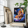 3 Лев на месяце Животные Король Зодиак Луна Небо Фэнтези Яркая 100х125 Раскраска картина по номерам на холсте