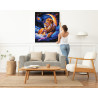 4 Лев на месяце Животные Король Зодиак Луна Небо Фэнтези Яркая 100х125 Раскраска картина по номерам на холсте