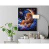 5 Лев на месяце Животные Король Зодиак Луна Небо Фэнтези Яркая 100х125 Раскраска картина по номерам на холсте