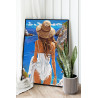  Девушка в шляпе у моря Люди Женщина Пляж Океан Лето Романтика Италия Раскраска картина по номерам на холсте AAAA-NK727