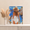  Девушка в шляпе у моря Люди Женщина Пляж Океан Лето Романтика Италия Раскраска картина по номерам на холсте AAAA-NK727