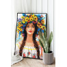  Портрет девушки с летними цветами Люди Женщина Лицо Голубые Глаза Яркая Раскраска картина по номерам на холсте AAAA-NK739