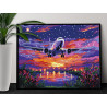  Самолет над цветами на закате Яркая Рассвет Небо Пейзаж Италия 80х100 Раскраска картина по номерам на холсте с неоновыми краска