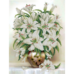  Белые лилии Ткань с рисунком для вышивки бисером Каролинка ТКБЦ 3064
