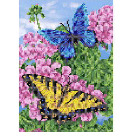  Бабочки в цветах Набор для вышивки бисером Каролинка КББН(Ч) 4008