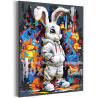 Стильный кролик и граффити Животные Заяц Город Яркая Мультики Детская Для детей Для подростков 80х100 Раскраска картина по номер