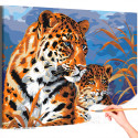 Леопард с малышом Животные Хищники Мама Ребенок Интерьерная Раскраска картина по номерам на холсте