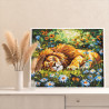 6 Лев спящий на поляне с цветами Животные Хищники Природа Лето Раскраска картина по номерам на холсте