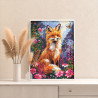 4 Портрет лисы в фиолетовых цветах Животные Лисичка Рыжая Яркая Бабочки Лето Раскраска картина по номерам на холсте