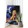 2 Львенок в звездную ночь Животные Лев Король Луна Природа Фэнтези Раскраска картина по номерам на холсте