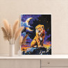 4 Львенок в звездную ночь Животные Лев Король Луна Природа Фэнтези Раскраска картина по номерам на холсте