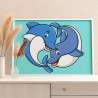 2 Пара влюбленных дельфинов Животные Рыбы Легкая Для детей Детская Для девочек Для мальчика Маленькая Раскраска картина по номер