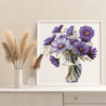 5 Фиолетовая космея в вазе Цветы Натюрморт Букет Интерьерная 80х80 Раскраска картина по номерам на холсте
