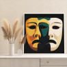 5 Две театральные маски Пара Минимализм Стильная Легкая Лицо 80х80 Раскраска картина по номерам на холсте