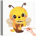 Пчела с горшочком меда Коллекция Cute animals Животные Для детей Детские Для девочек Для мальчиков Еда Раскраска картина по номерам на холсте