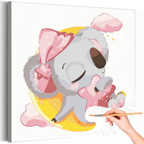1 Коала спящая на месяце Коллекция Cute animals Животные Для детей Детские Для девочек Для мальчиков Раскраска картина по номера