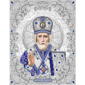  Святой Николай в жемчуге Канва с рисунком для вышивки бисером Благовест ЖС-3003