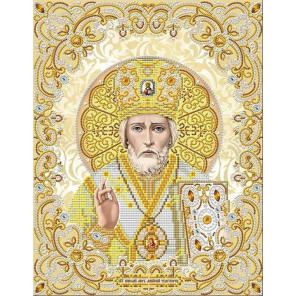  Святой Николай в жемчуге Канва с рисунком для вышивки бисером Благовест ЖС-3006