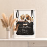 4 Щенок в сумке Животные Собака Спаниель Смешная Интерьерная Раскраска картина по номерам на холсте