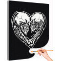 Черно белая любовь Сердце Влюбленная пара Череп Скелет Романтика Раскраска картина по номерам на холсте