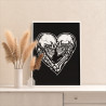 4 Черно белая любовь Сердце Влюбленная пара Череп Скелет Романтика Раскраска картина по номерам на холсте