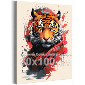 Тигр кунг-фу Животные Воин дракона Мультики Для мужчин 80х100 Раскраска картина по номерам на холсте