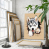 3 Щенок сибирской хаски Животные Собака Лайка 80х100 Раскраска картина по номерам на холсте