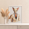 4 Кот сфинкс в костюме Животные Кошки Котята Стильная Интерьерная Легкая Раскраска картина по номерам на холсте