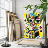 3 Абстрактный кот Коллекция авангард Животные Котики Кошки Яркая Стильная Интерьерная 80х100 Раскраска картина по номерам на хол