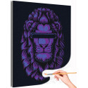 Фиолетовый неоновый лев / Животные Раскраска картина по номерам на холсте с неоновой краской