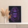 4 Фиолетовый неоновый лев / Животные Раскраска картина по номерам на холсте с неоновой краской