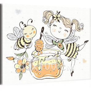 Фея с пчелкой и медом Девочка Для детей Детские Для девочек 80х100 Раскраска картина по номерам на холсте