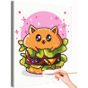 1 Котик бургер Еда Кошки Детская Для детей Для девочек Для мальчиков Раскраска картина по номерам на холсте