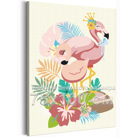 Розовый фламинго с малышом Птицы Для детей Детская Для девочек Для мальчиков Для малышей Маленькая Легкая 75х100 Раскраска карти