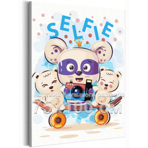 Мышка с фотоаппаратом Коллекция Cute animals Медведь Смешные Животные Для детей Детские Для девочек Для мальчиков 75х100 Раскрас
