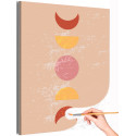 Розовая луна Абстракция Интерьерная Триптих Минимализм Для кухни Маленькая Раскраска картина по номерам на холсте