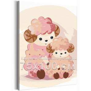 Розовые овечка с малышом Коллекция Cute animals Животные Для детей Детские Для девочек Для мальчиков Для малышей 75х100 Раскраск