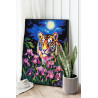 2 Тигр и ирисы в лунную ночь Животные Хищники Цветы Яркая 100х125 Раскраска картина по номерам на холсте