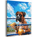 Собака боксер на ринге Животные Мем Спорт Смешная 80х100 Раскраска картина по номерам на холсте