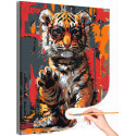 Стильный тигренок и граффити Животные Тигр Яркая Для подростков Яркая Раскраска картина по номерам на холсте