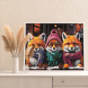 6 Три стильных лисы Животные Лисичка Лисенок Пара Друзья Мем Яркая Осень Раскраска картина по номерам на холсте